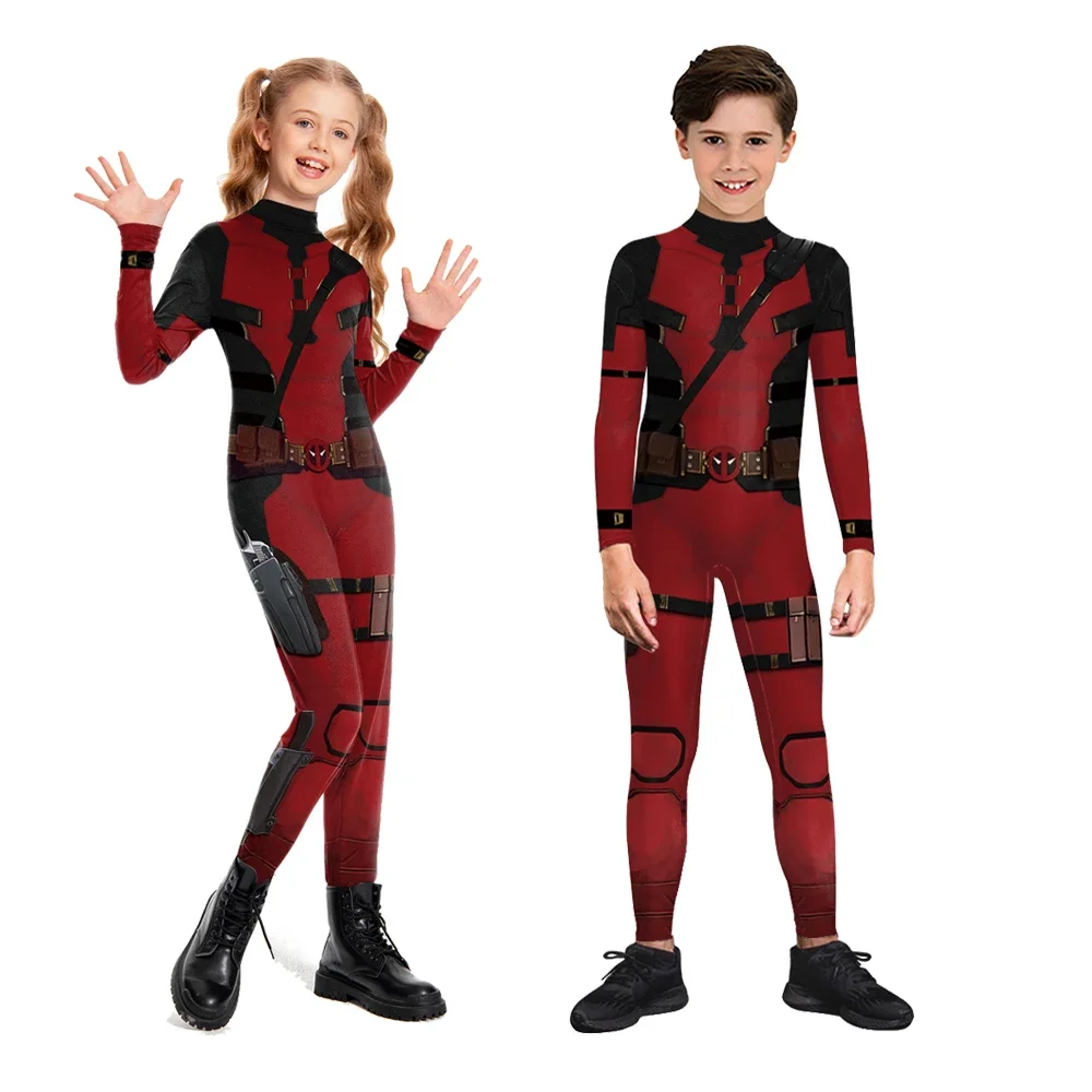 

Superhero Deadpool Cosplay Costume Movie 3D Printed Kids Boys Girls Wolverine Disguise Carnival Party Zentai Party Bodysuits