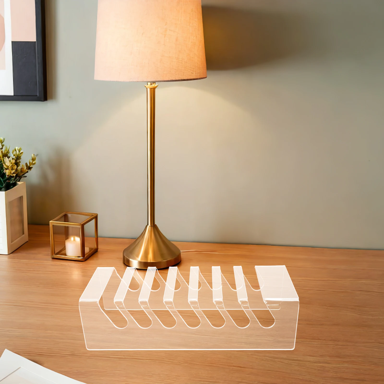 

7 Grid Acrylic Phone Storage Box Desktop Cell Phone Holder Stand For Tablet Classroom Mobile Organizer Desk Device Rack