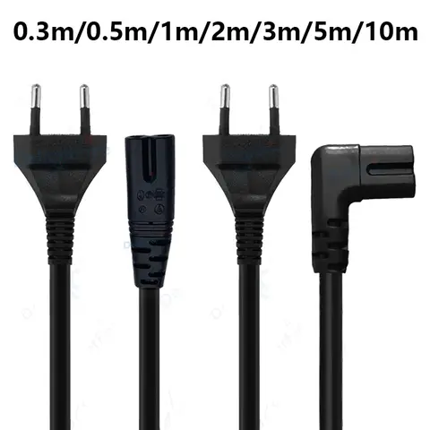 Cable de extensión UE de 0,3-10m, Cable de alimentación C7, figura 8, enchufe europeo, Cable de CA para Samsung, LG, Sony, TV, Monitor Samsung, fuente de alimentación PS2 3