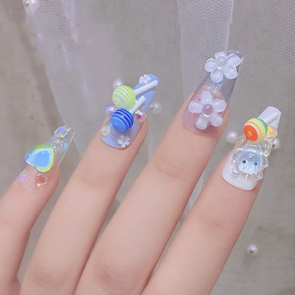 

25Pcs DIY Manicure Ornaments Candy Shape Resin Nail Charms Shiny Nail Decorations for Party Wedding Festival Gift Idea