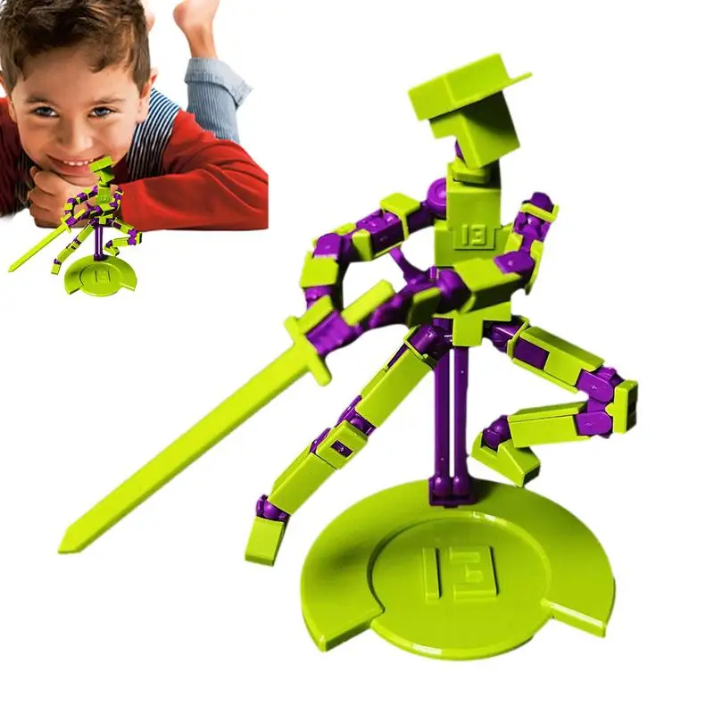 3D Printed Action Figure Lucky 3D Printed Robot Figures Portable Lucky Doll Ornament Full Body Activity Robot For Boys