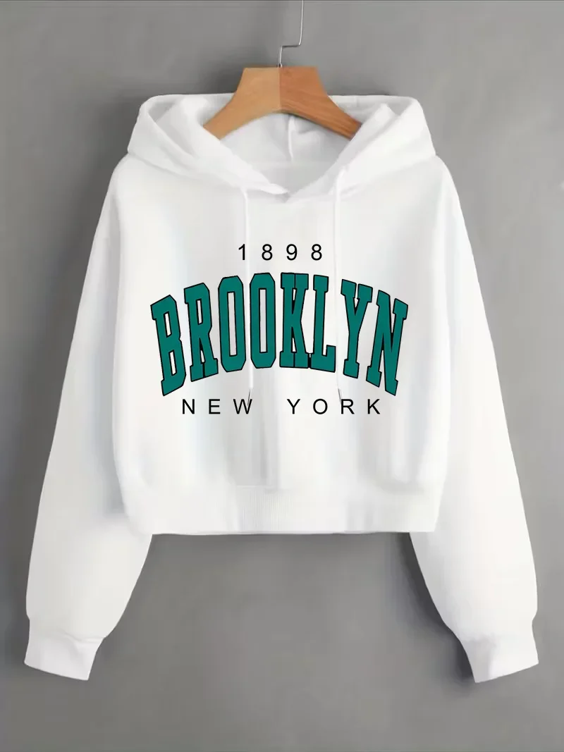 1898 BROOKLYN NEW YORK Sweatshirt Herbst Winter Kurzes Sweatshirt Crop Top Hoodie Y2k Sweatshirts Gothic Casual Style Kleidung – Detail 5