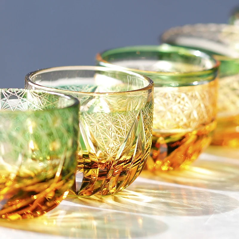 

60ml Handmade Green Sake Cup Hand Engraved Crystal Glass Shot Glass High-End Liquor Tasting Cup Perfect Gift For Festival Busine