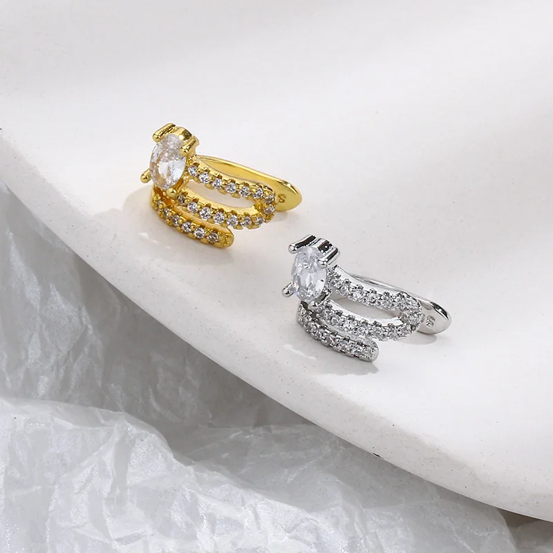 1Pcs 925 Silver Plated Ear Clip Earrings For Women Ear Cuffs Jewelry Without Hole Fake Piercing Earrings Clip eh113