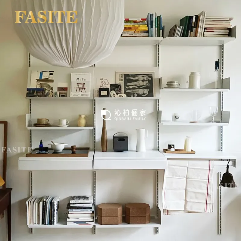 For Simple Invisible Wall Mounted Lifting Shelf Movable Display Storage Track Bookshelf Suspended Desk Space Saving