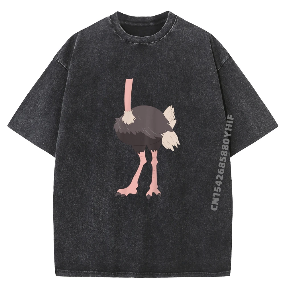 

Ostrich Safari Animal Lover Zookeeper Graphic T-shirt Man Funny Classic Mens Tees Retro Washed T Shirts
