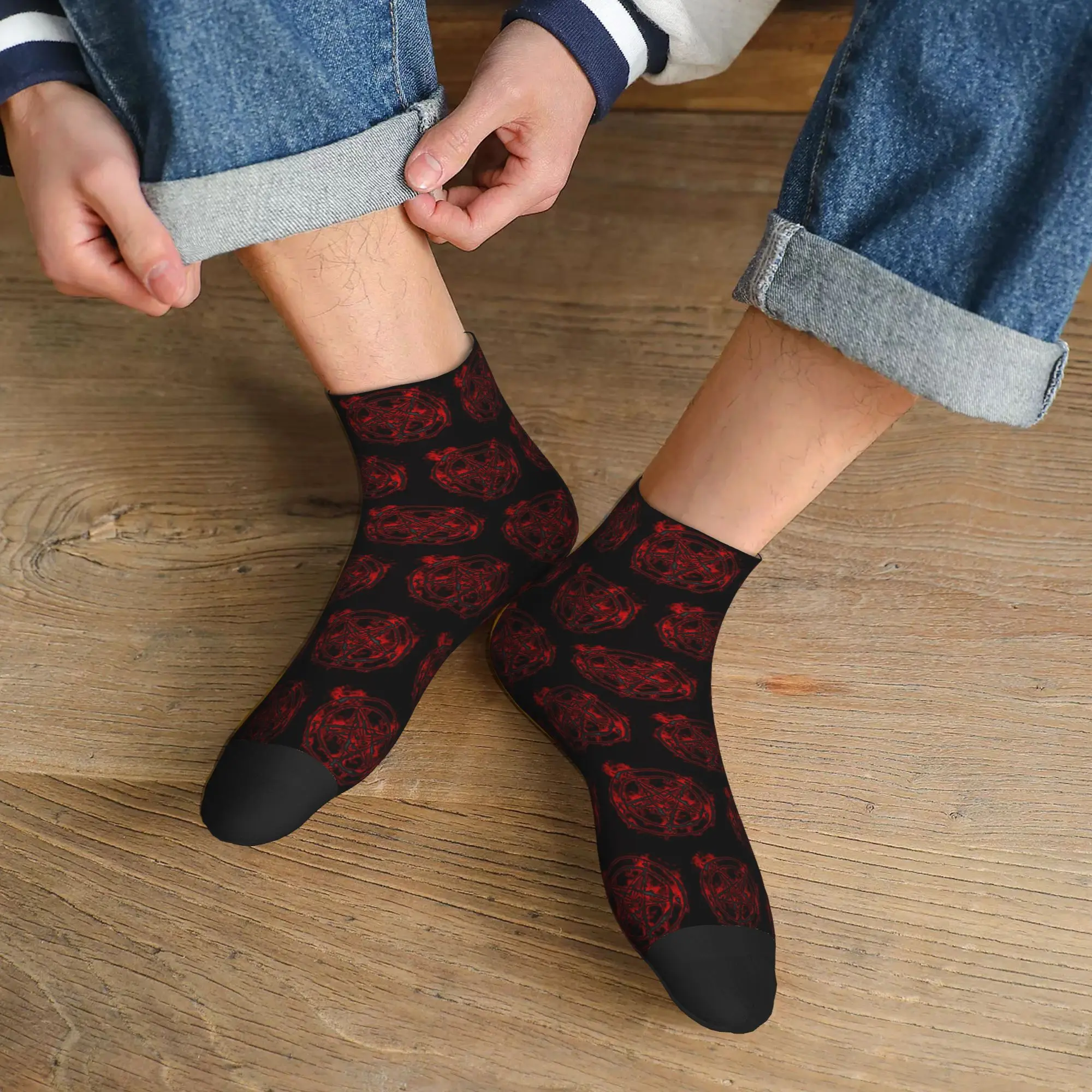 

All Seasons Pentagram-Satanism-Sigil-Of Baphomet Devil Socks Harajuku Sport Tube Socks Soft Hip Hop Stockings for Men Women