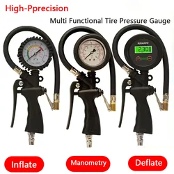 Car Tire Pressure Gauge Air Inflator EU Adapter Vehicle Tester LCD Digital Test Inflation Monitoring Manometer Motorcycle Bike