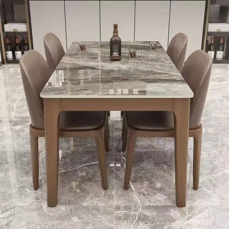 

Designer Brown Dining Tables Base Decorations Nordic Extending Dining Tables Set Luxury Expandable Mesas Comedor Furniture Home