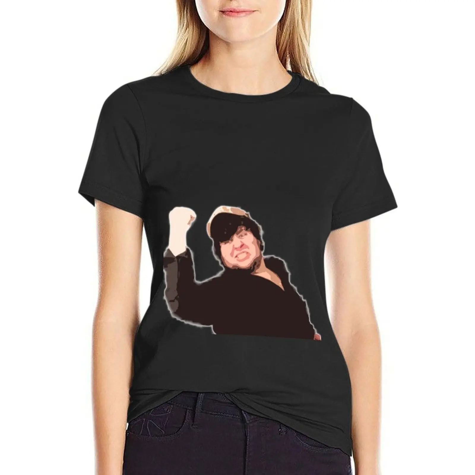 Jontron Victory Pose Cutout filter T-Shirt hippie clothes plus size tops oversized t shirts for Women