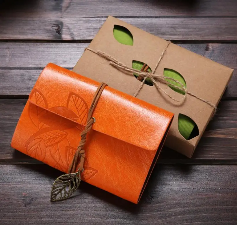 Caderno retro pequeno do diário da folha da capa de couro do plutônio (7 cores escolhem)