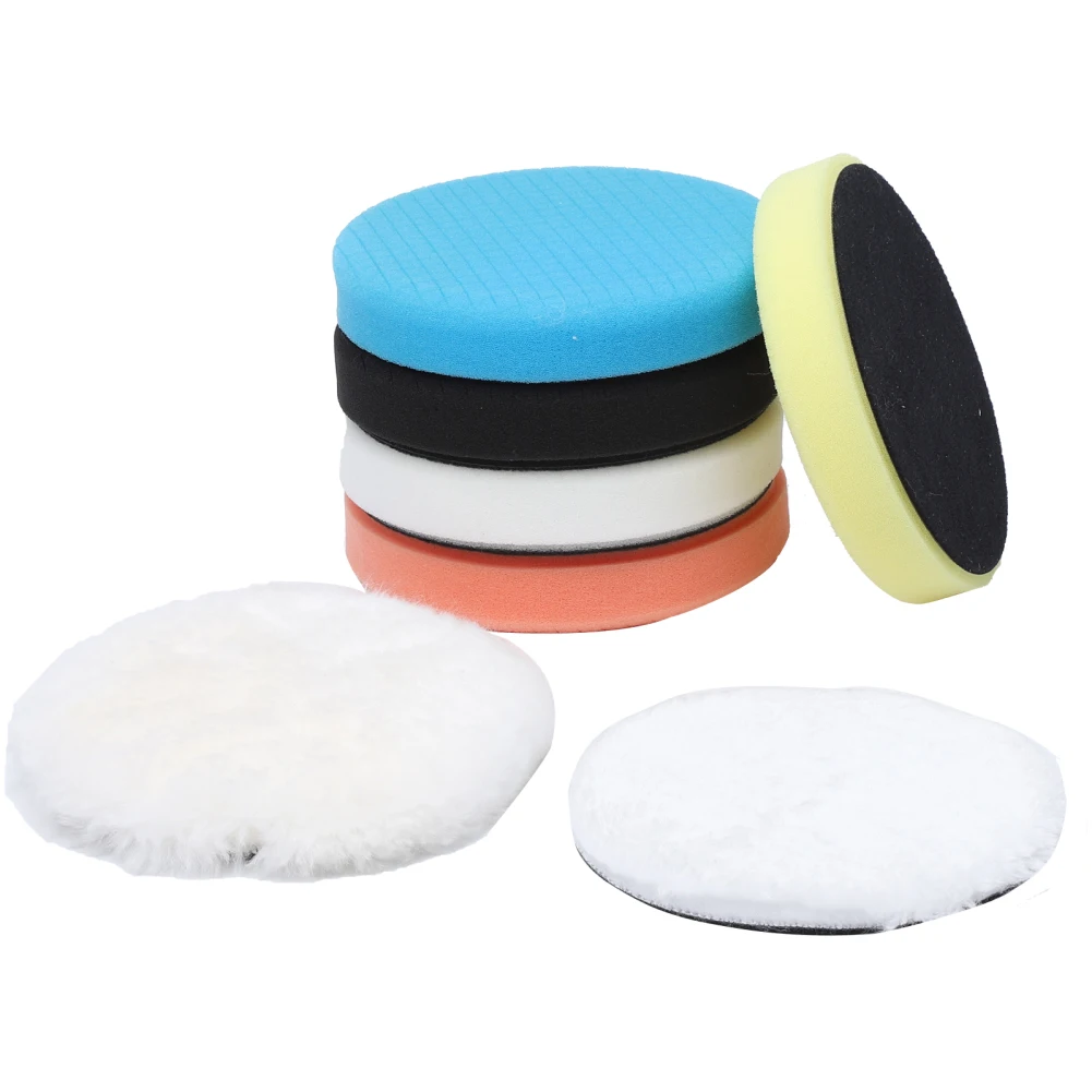 7 Pack 6 Inch Sponge Buffing Polishing Pad Kit For 150mm Backing Plate Car Polisher Detail Polishing Waxing Tool