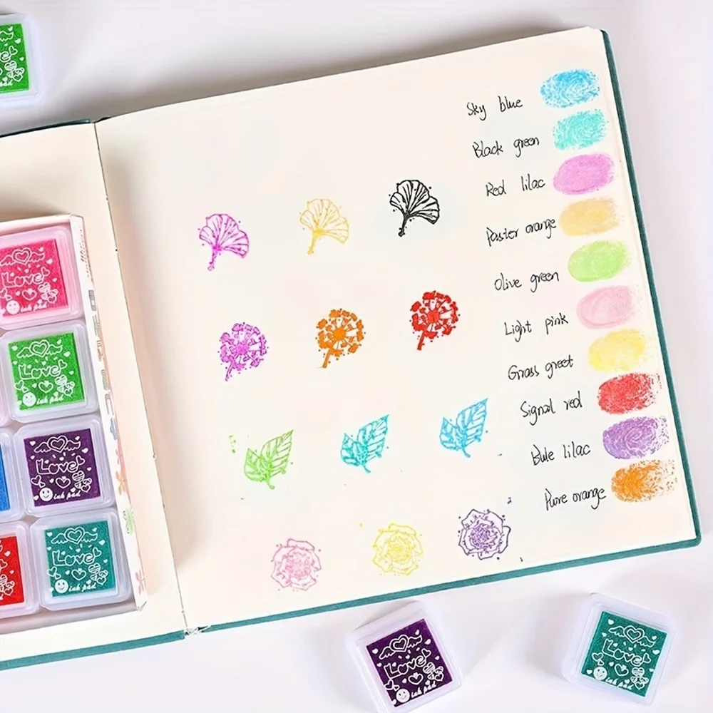 24pcs Stamp Pad Set 24 Colors Stamp Pad for Paper Craft Fingerprint Scrap book for Painting Birthday Party Gifts and More