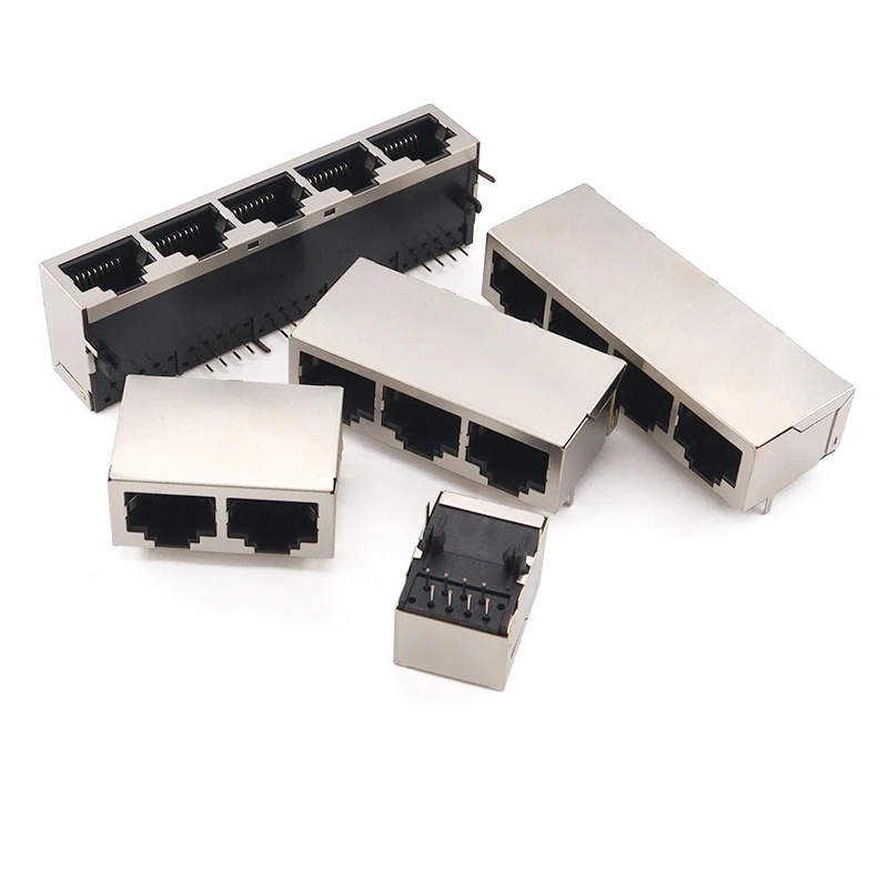 

5/10Pcs/lot RJ45 Metal Female PCB Right Angle Board Jack Connector 8P8C Crystal Head Socket 21mm Network Interface Long bodies