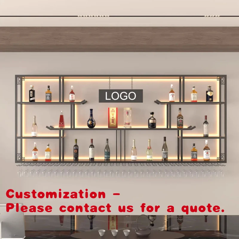 

custom.Modern Metal Bar Wall Wine Rack with Panel Design Commercial Restaurant Display