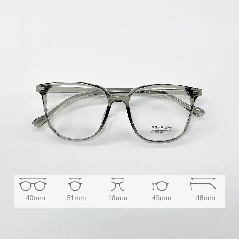 2024 Korean Trendy Square Near Sight Glasses Large Frame Ultra Light TR90 Myopia Eyeglass Anti Blue Light Computer Eyewear