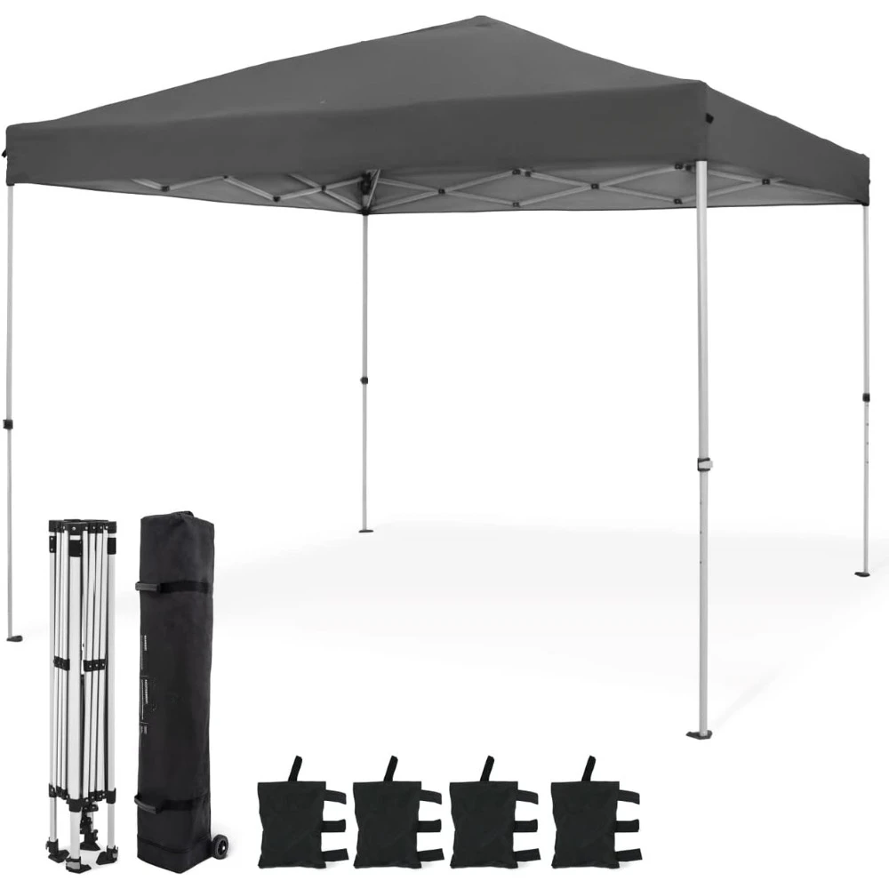 

12ft x 12ft One-Push Pop Up Outdoor Canopy Tent,w/Central Lock, Portable and Instant Folding Shelter with Wheeled Carry Bag