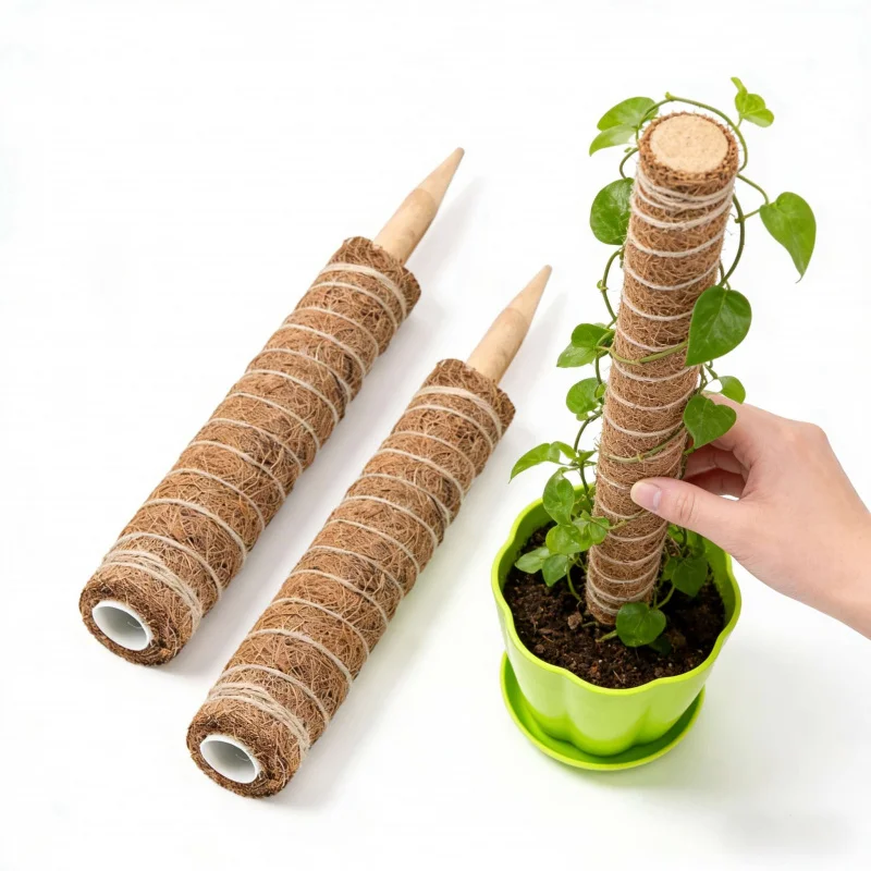 2-4Packaged Natural Coconut Shell Moss Climbing Support for Green Radish and Ivy, Fixed Support, Stackable Indoor Green Plant Cl