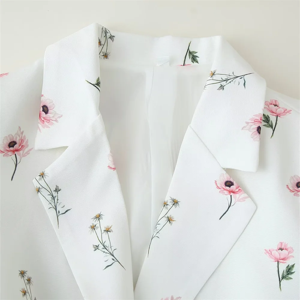 UNIZERA 2025 novo design casual e elegante feminino com estilo europeu e americano jaqueta de terno com gravata de lapela impressa em duas cores