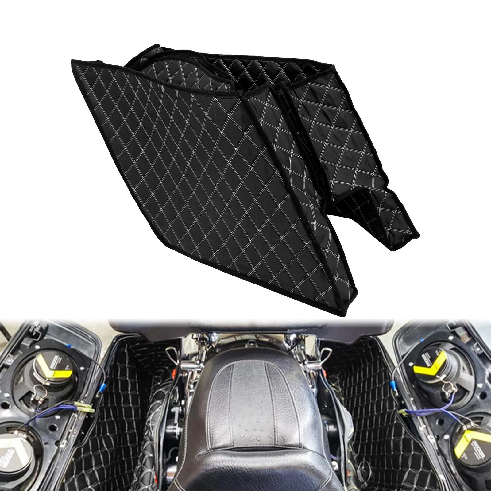 Motorcycle Stretched Saddlebag Insert Carpet Liner Thread Extended Bags For Harley Touring Road King Electra Street Glide 14-Up