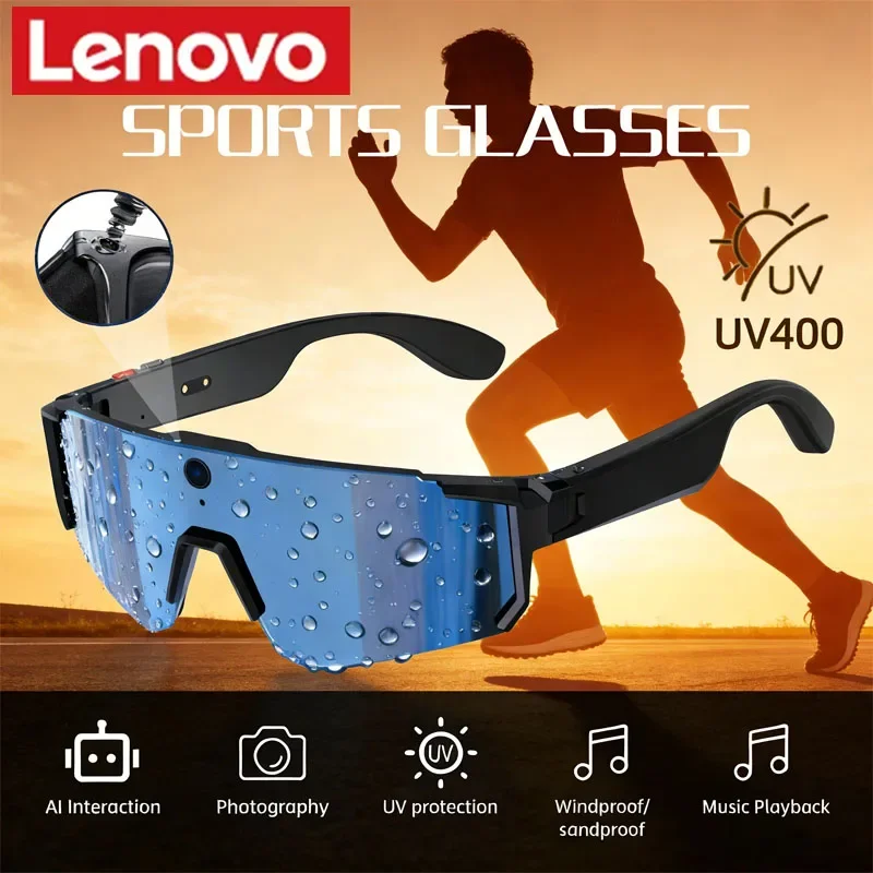 

Lenovo AI Smart Glasses 4K Polarized Sunglasses AI Smart HD 800W Camera Bluetooth Call Translation For Men Cycling