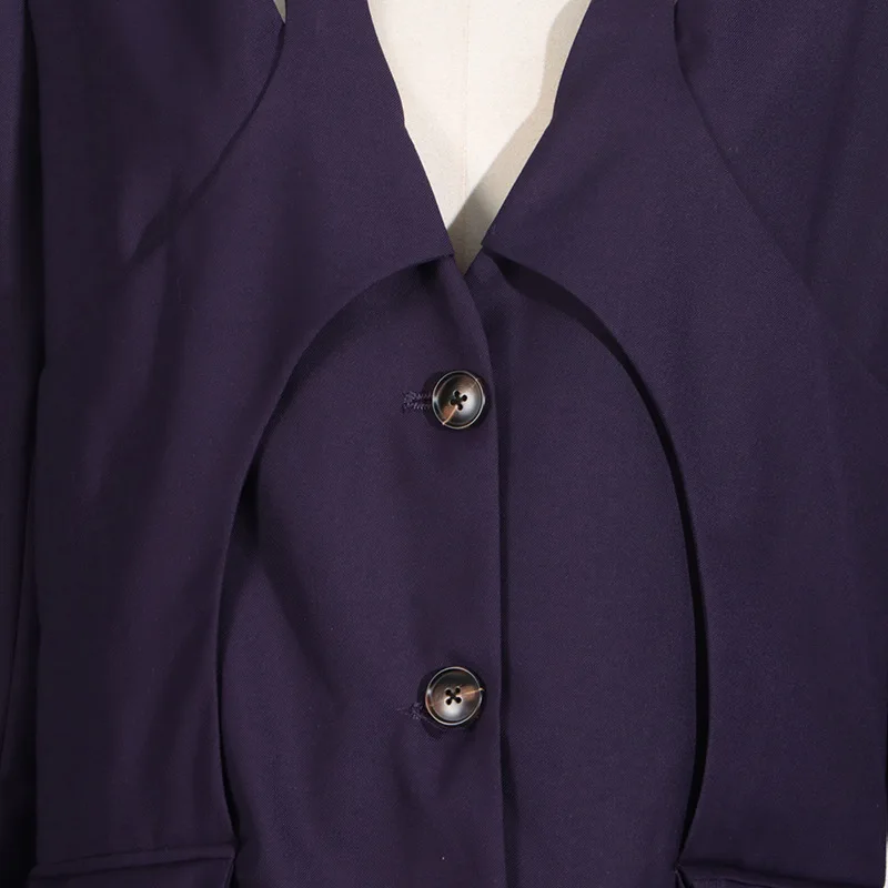 Herfst Winter Dames V-hals Lange Blazerjas Loose Fit Street Trend Gepersonaliseerde Mode Bovenkleding