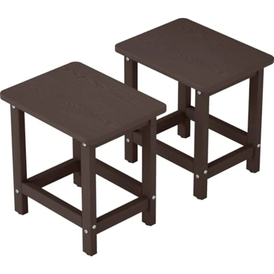 

Set of 2 HDPE Outdoor Side Table Weatherproof Small Outdoor Table for Adirondack 16.6-Inch Patio Square End Tables for Garden B