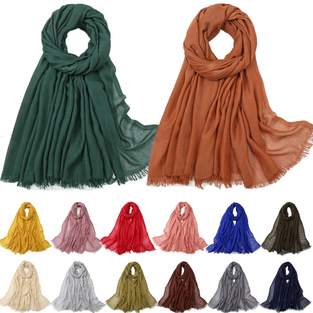 

Fashion Cotton Linen Scarves Solid Color Cape Shawl Luxury Brand Muslim Hijab Muffler Scarf Candy Color Womens Scarves 190*90cm