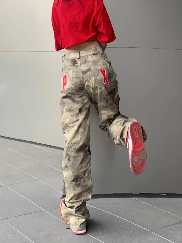 Camouflage Cargo Hosen Frauen Baggy American High Street Fashion Damen Kleidung Casual Coole Paare Wischen Hosen Jogger