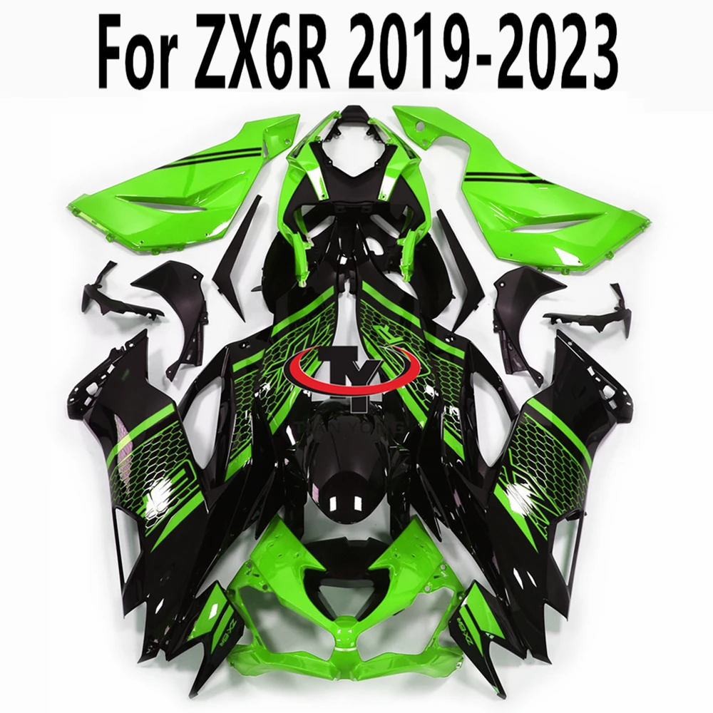 Zestaw pełne owiewki motocyklowych do ZX6R ZX 6R 636 2019 2020 2021 2022 2023 2024 wtrysku zielony czarna siatka osłona karoserii do druku