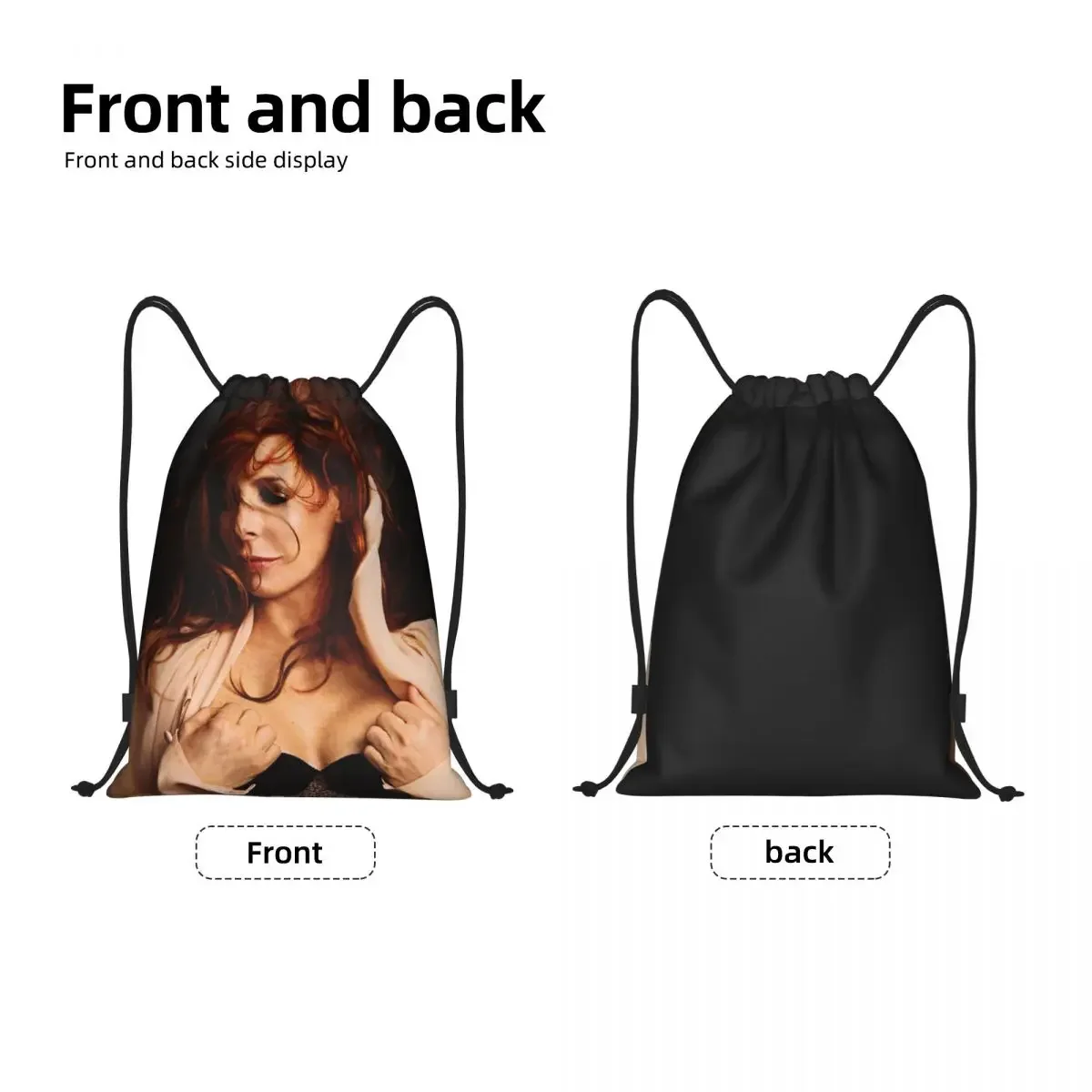 Lovely Mylene Farmer Drawstring Backpack Women Men Sport Gym Sackpack Portable French Singer Training Bag Sack