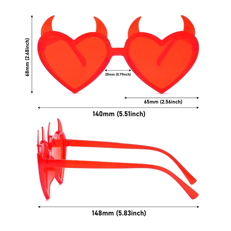 男性と女性のためのハート型サングラス,ハロウィーンのコスプレ,悪魔の耳,UV保護,トレンディ,ノベルティ,パーティー