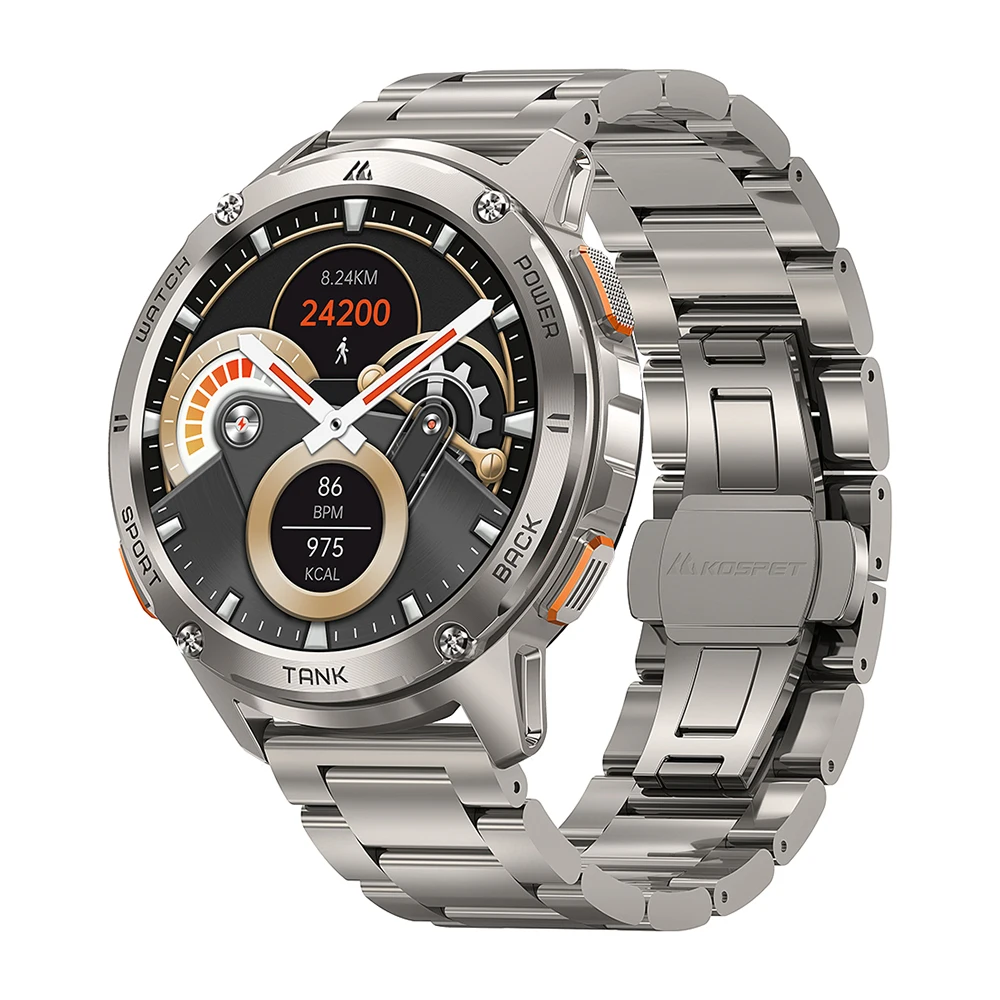 Оригинальные умные часы KOSPET TANK T3 для мужчин, 500 мАч, военные умные часы, прочные AOD AMOLED, Bluetooth-вызов, водонепроницаемые мужские часы