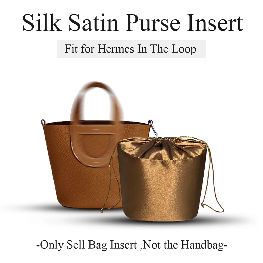 

Silk Satin Purse Organizer Insert Fit for Hermes In The Loop Bucket Bag, Inside Bag Organizer Insert Inner Liner Makeup Bag