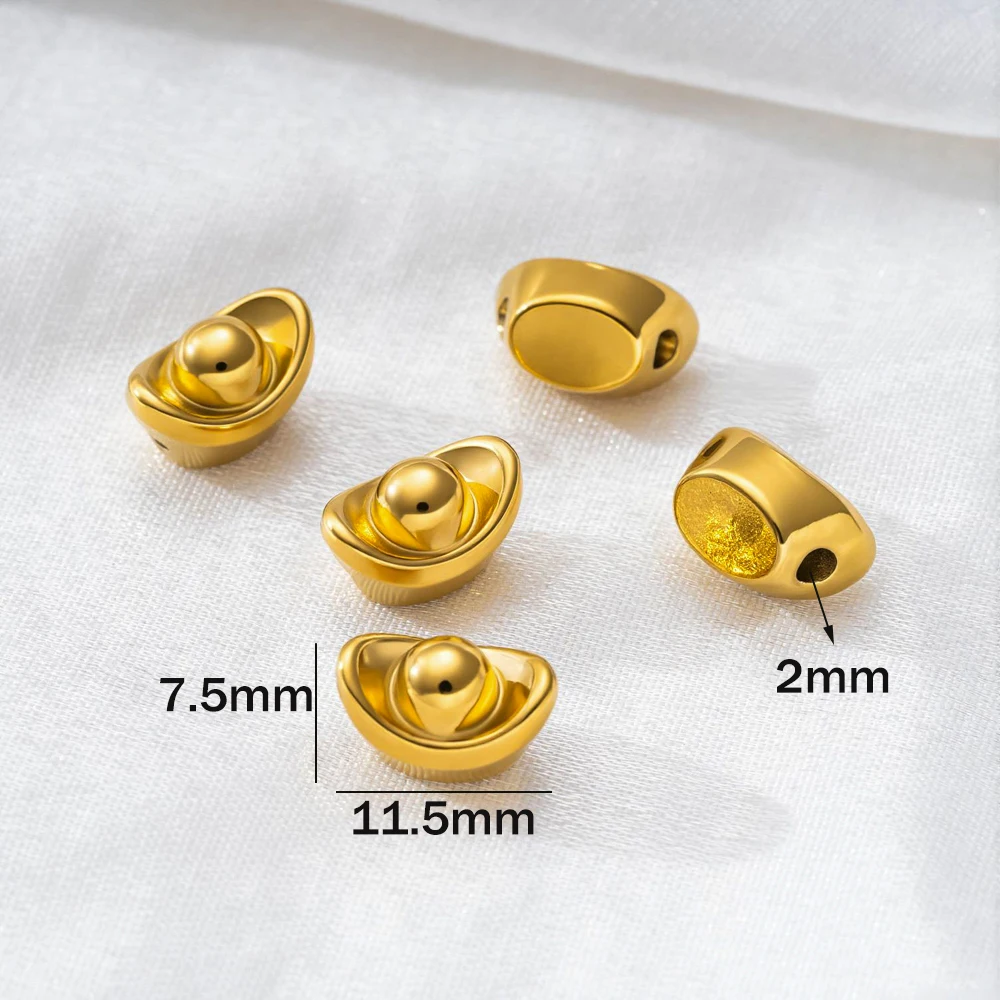 5 Stück Edelstahl-Abstandsperlen für Schmuckherstellung, Goldbarren-Perlen für Armbänder, Halsketten, Ohrringe, Schmuckzubehör – Detail 1