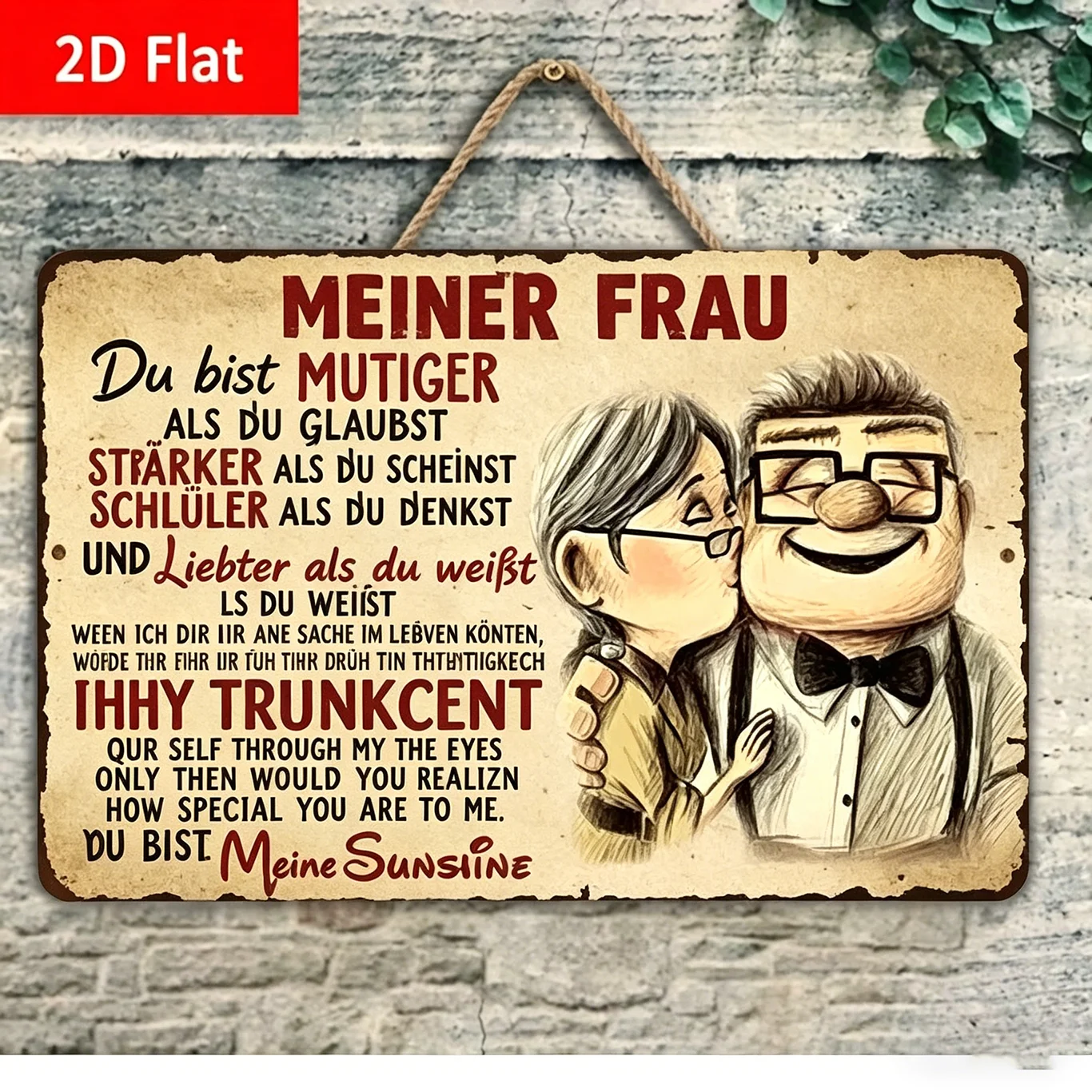 Vintage „Meiner Frau“ Liebes Metallschild – Retro Paare Wanddekoration als romantisches Geschenk für die Ehefrau