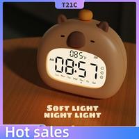 T21C 2PCS Capybara Alarm Clock For Kids, Ready To Rise Children's Sleep Trainer,Cute Capybara Clock Dimming Night Light,A