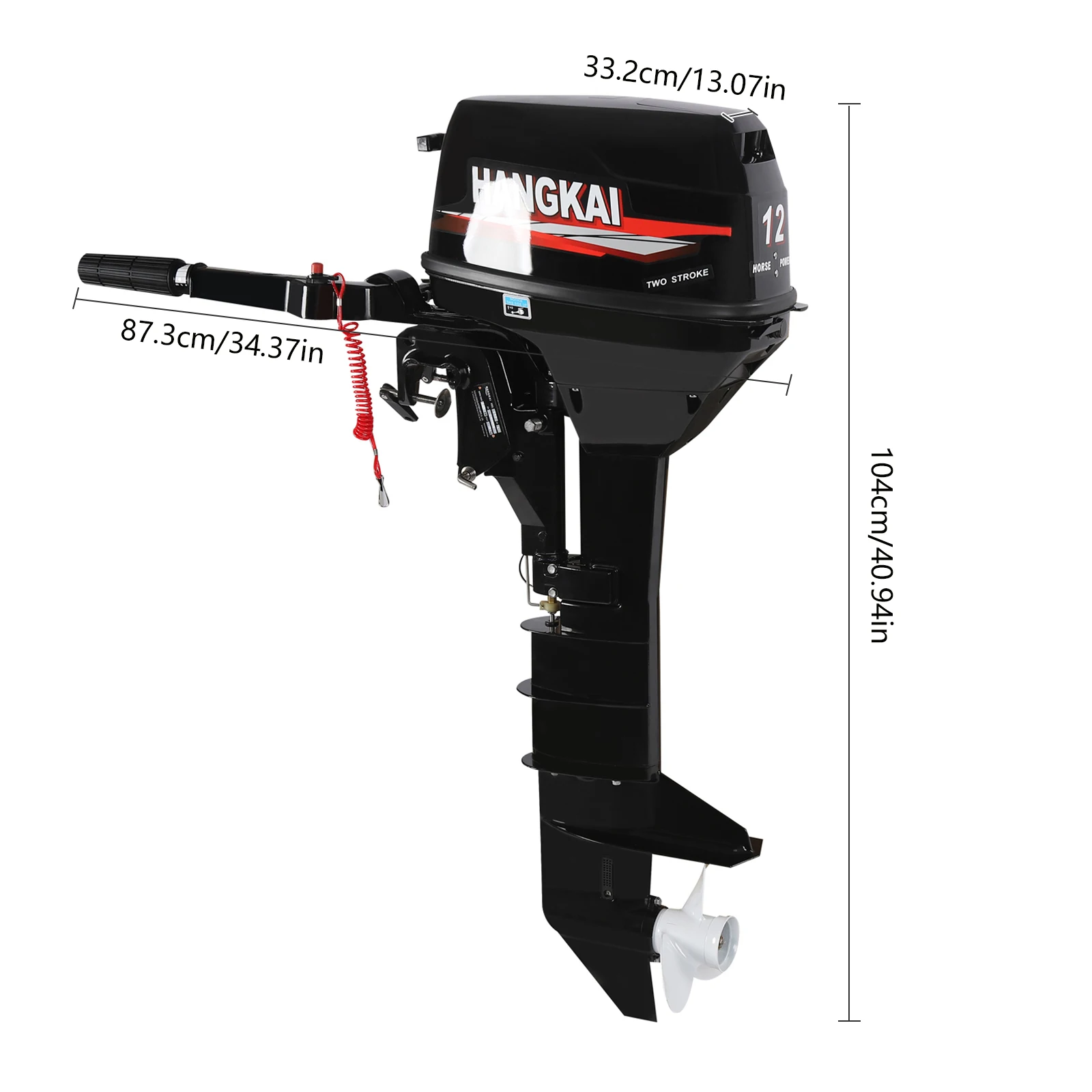 Hangkai Accesorios For Boats 12Hp Motor Long Shaft, 2 Stroke Boat Outboard Engine,Water Cooling System