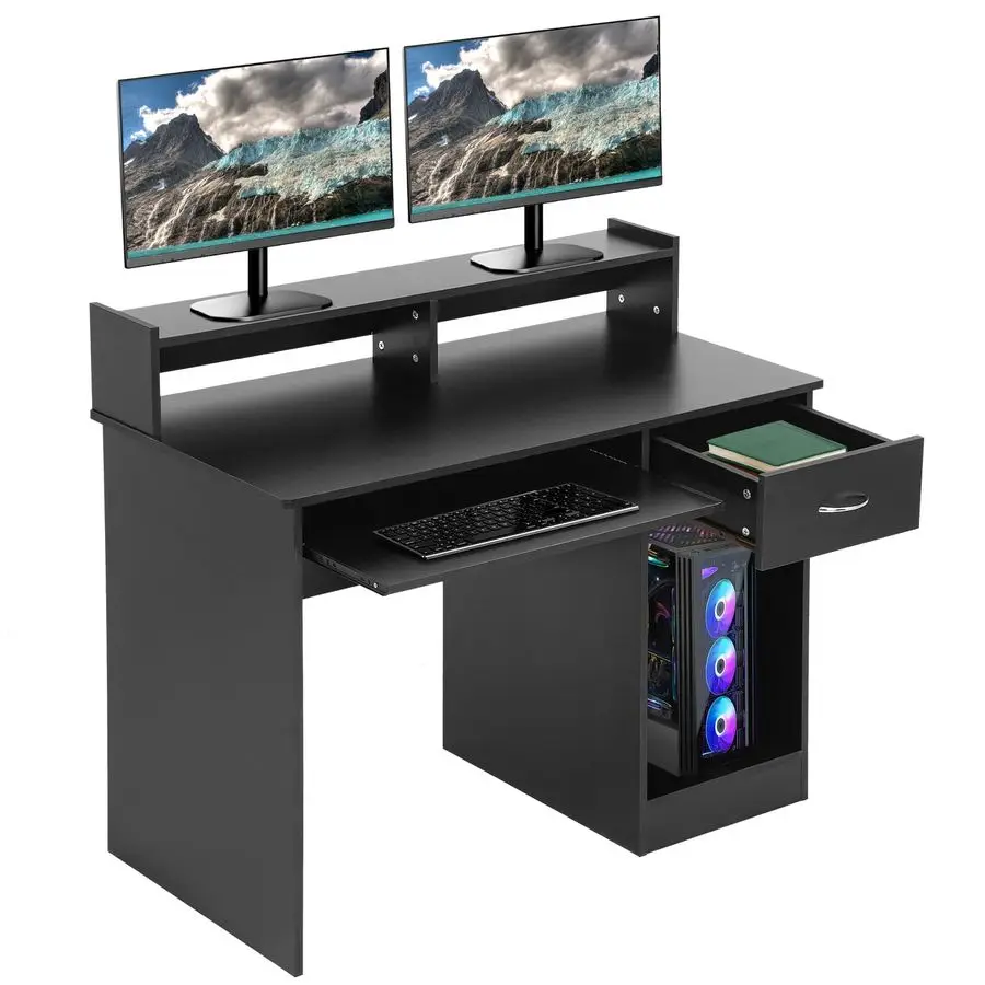 

Office Desk, Computer Desk with Drawers Keyboard Tray 43 Study Writing Desks for Home with Storage Shelves, Desks amp Workstati