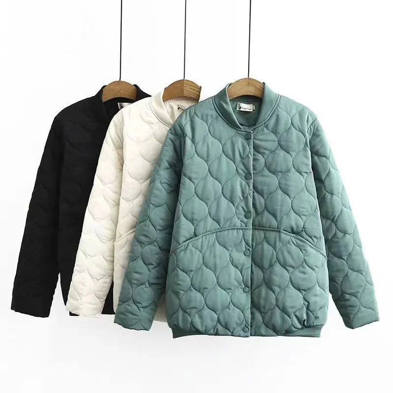 Oversized Baseball Cotton Jacket Autumn And Winter Short Jacket Women's Stand Collar Loose Fashion Quilted Plaid Cotton Jacket