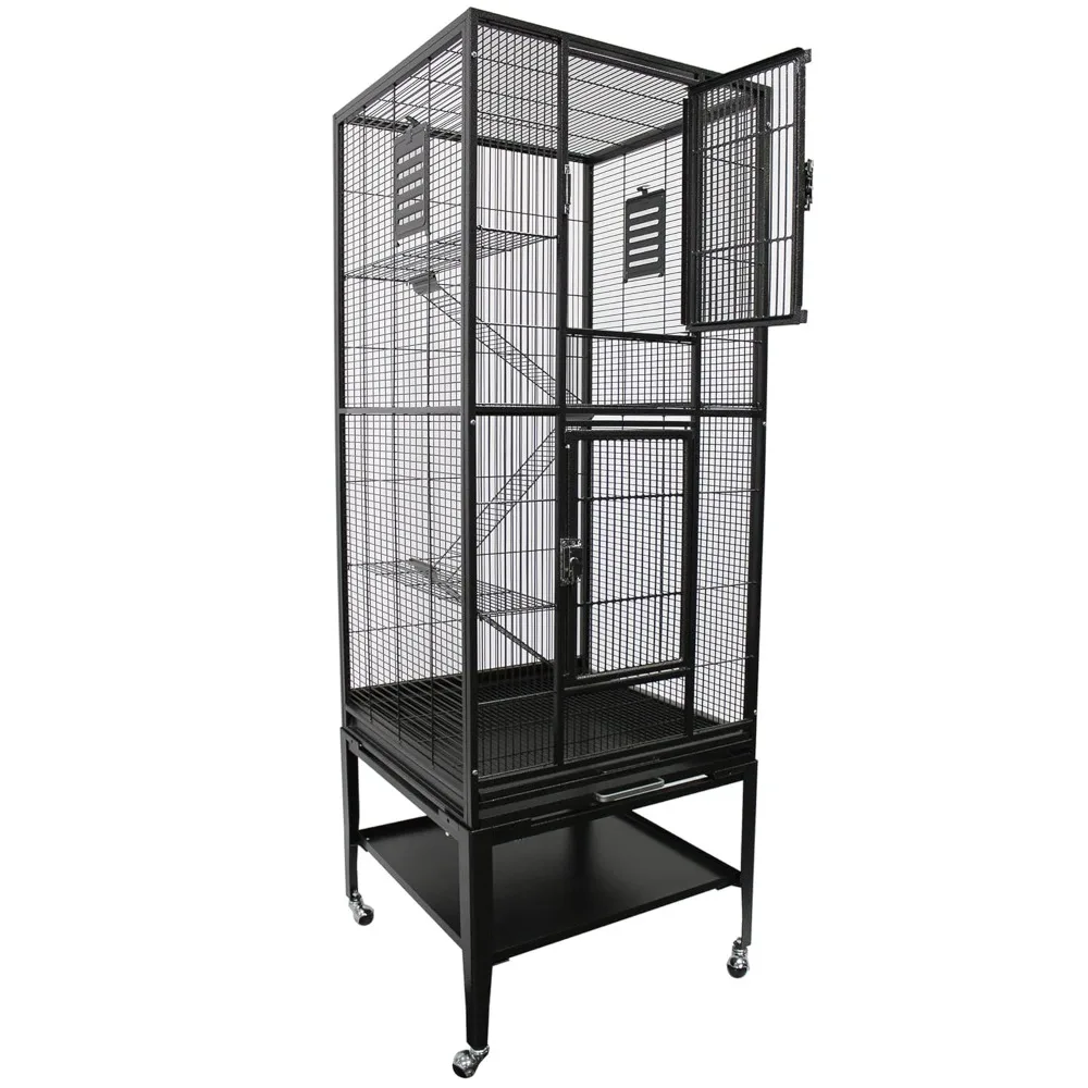 

Cage - 60" Tall Durable Spacious Metal Cage - for Sugar Gliders, Squirrels, Marmosets & Other Small Pets