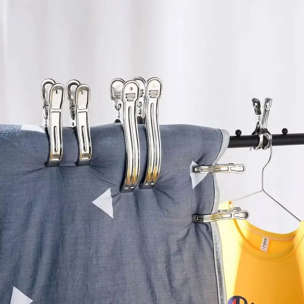 

Heavy Duty Clothes Pins Space Saving Stainless Steel Beach Towel Clips Durable Reusable Large Quilt Clips Laundry Drying