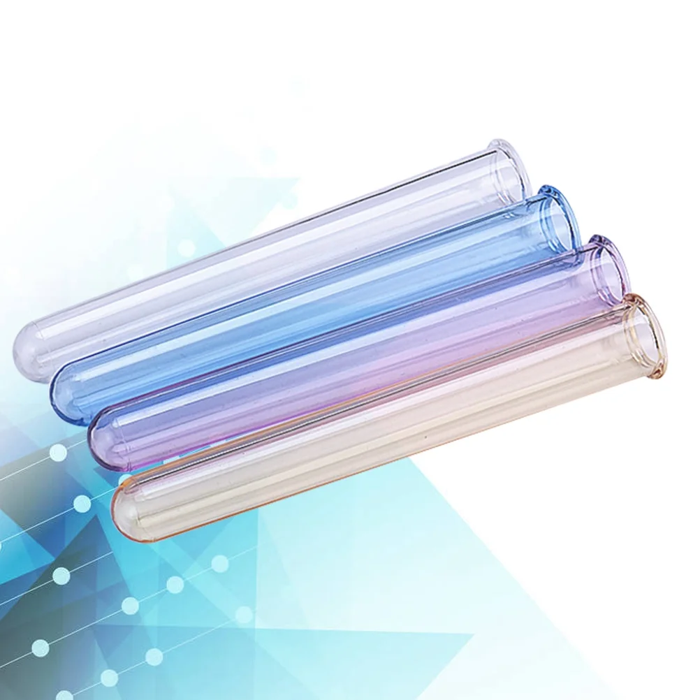 4pcs 12Cm Acrylic Test Tube Clear Plastic Round Bottom For Party Favors Wine Making Scientific Experiments Storage Teaching