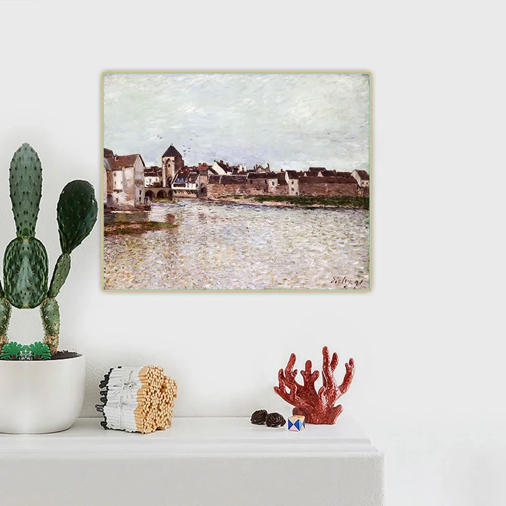 Puente en Moret-sur-Loing de Alfred Sisley lienzo pintura al óleo imagen estética telón de fondo decoración colgante de pared decoración del hogar