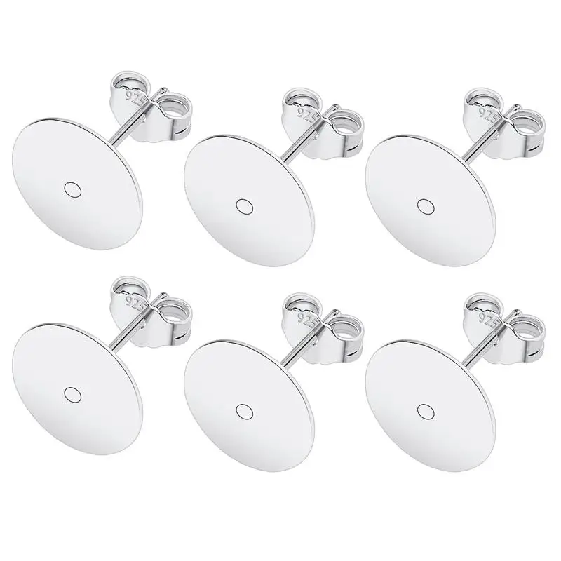 50 teile/los 925 Silber Überzogene Blank Post Ohrring Bolzen Basis Pin Mit Ohrring Stecker Erkenntnisse Ohr Zurück DIY Schmuck Machen Zubehör