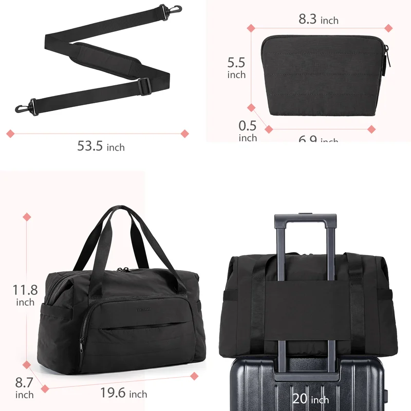 BAGSMART 42L Travel Duffle Bag  Airline Approved Business Trips Bag Fit 15.6in Laptop Large Carry on Weekender Sport Bag