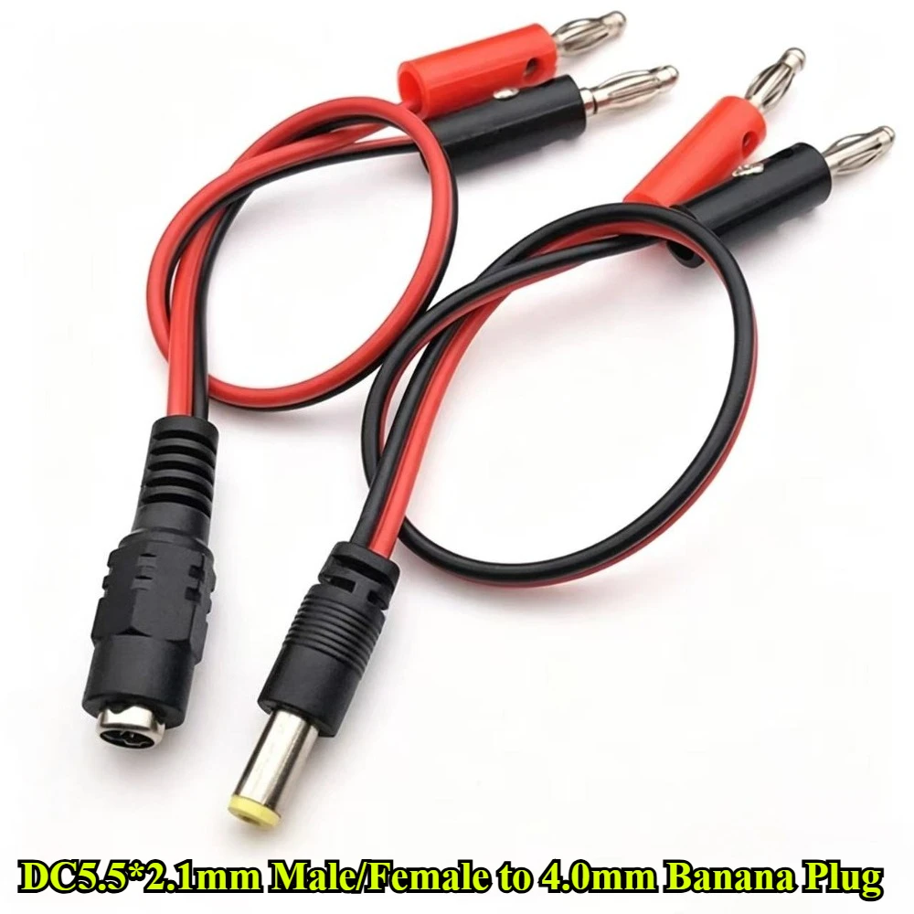 2/5/10Pcs/lot DC Plug To Banana Plug Wire 4.0mm Power Test Wire DC5.5*2.1mm To Banana Plug DC Male DC Female Cable Length 25CM