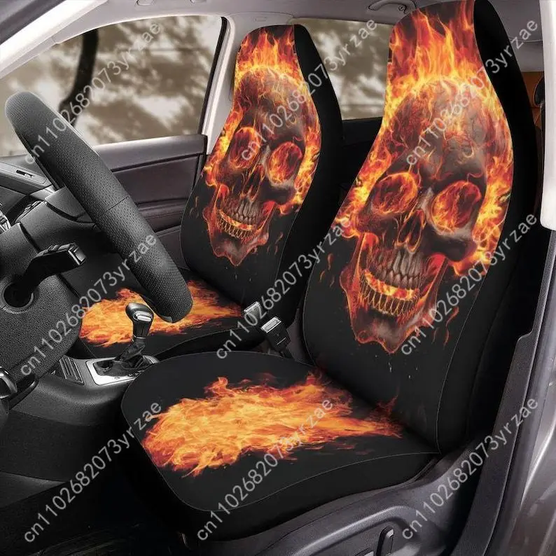 

Flaming Skull Car Seat Covers Universal Environmentally Friendly Interior Decorations Comfortable Breathable Car Seat Covers