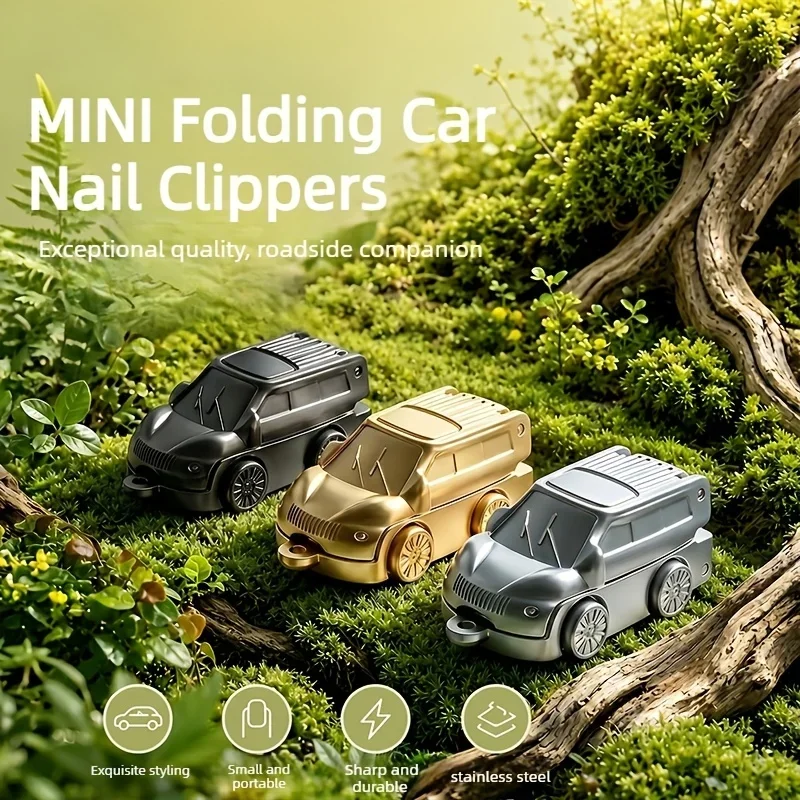 Mini Folding Car Nail Clippers with Keychain Stainless Steel Sharp Nail Cutter, Portable Pocket Manicure Tool for Travel Outdoor
