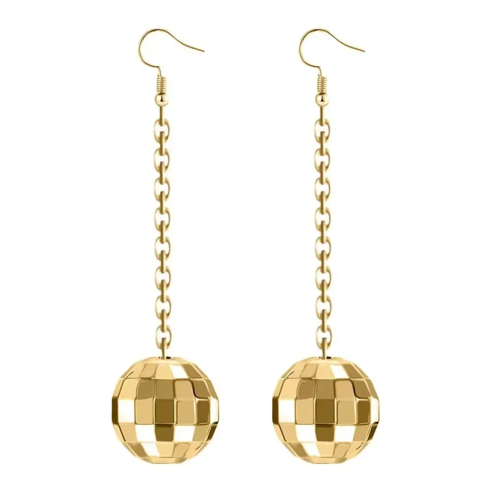 Exquisite Retro Disco Ball Pendant Earrings for Parties